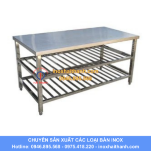 bàn inox có 2 giá nan dưới