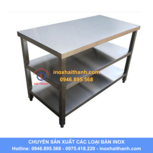 bàn inox có 2 giá phẳng dưới