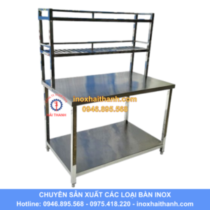 bàn inox có giá kệ trên