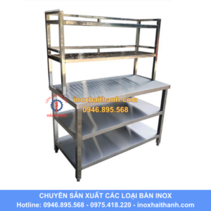 bàn inox có giá kệ trên