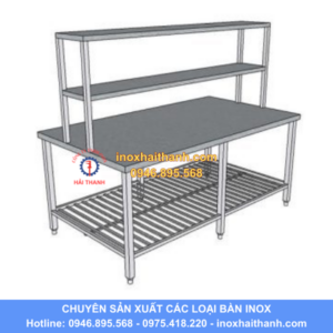 bàn inox có giá kệ trên