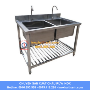 chậu rửa inox 2 hố