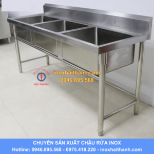 chậu rửa inox 3 hố