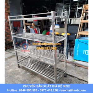 giá kệ nan inox 4 tầng