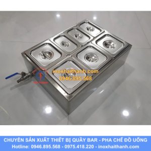 thùng đá inox có khay topping