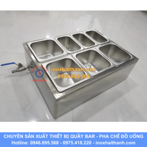 thùng đá inox có khay topping