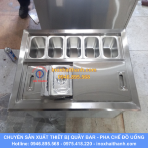 thùng đá inox có khay topping