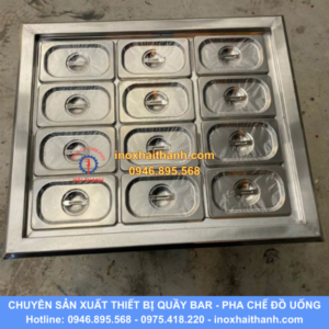 thùng đá inox có khay topping