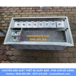 thùng đá inox có khay topping