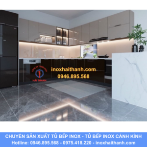 tủ bếp inox cánh kính