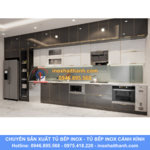 tủ bếp inox cánh kính