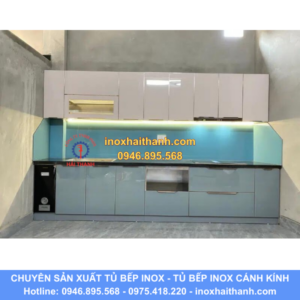 tủ bếp inox cánh kính