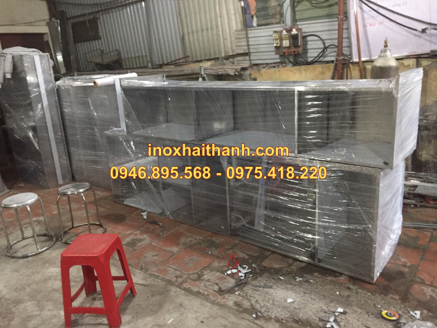 tủ bếp, tủ bếp inox cánh cửa kính 18